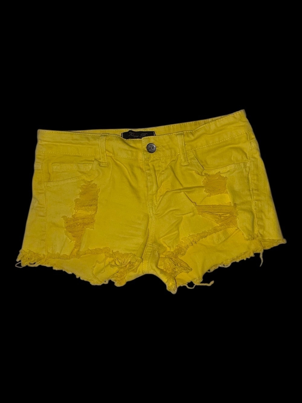Klique B Yellow Distressed Cutoff Denim Shorts - Size Small (Great Condition!)